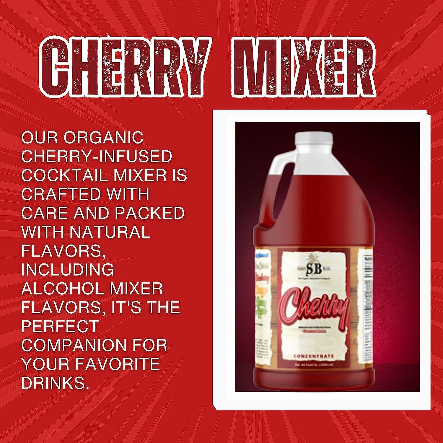 Specialty Blends Cherry Flavored Syrup Cocktail Mixer Concentrate, Made with Organic Cherry Flavor Syrups For Drinks, 1/2 Gallon (Pack of 1) - with Bonus Worldwide Nutrition Multi Purpose Key Chain