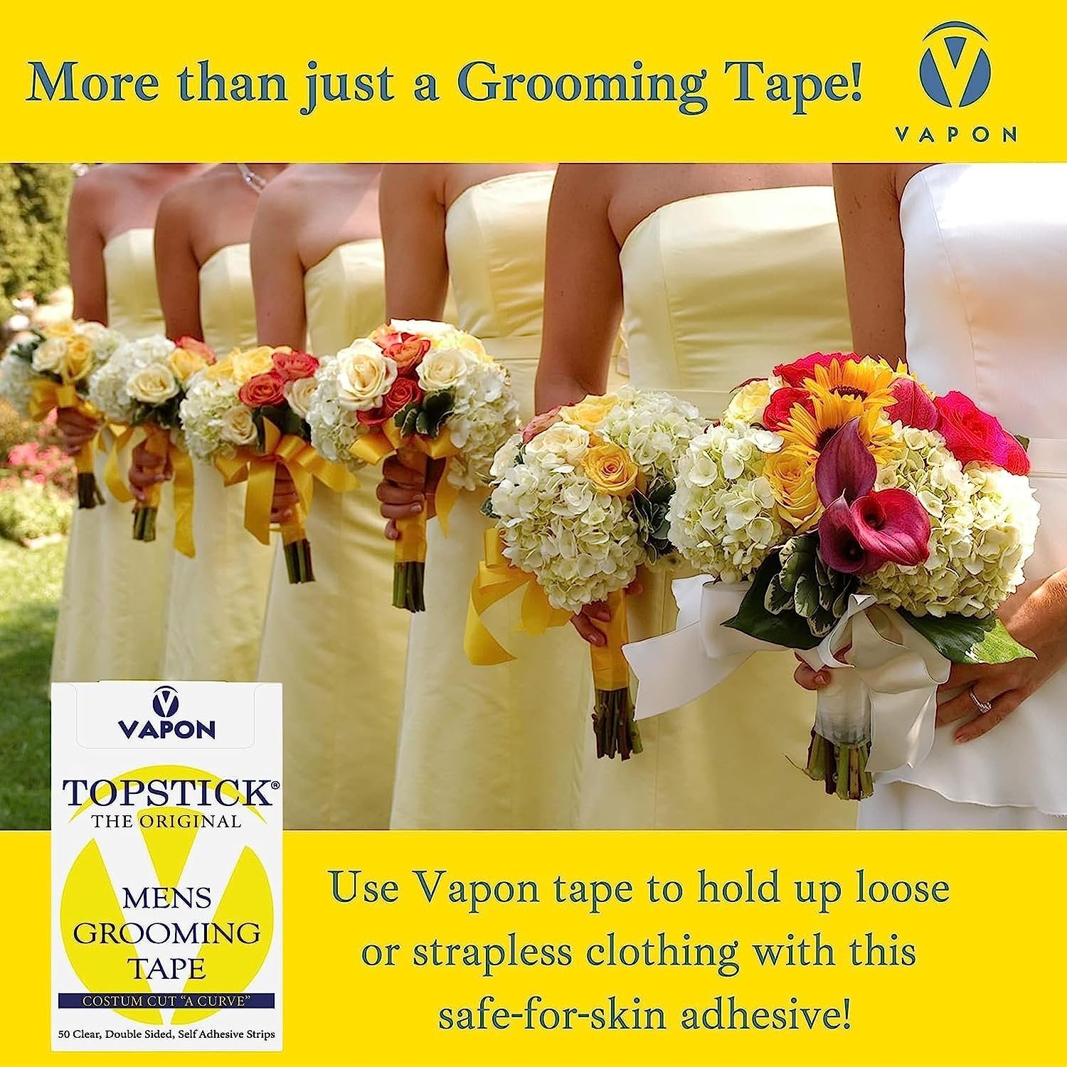 Vapon Topstick The Original Custom Cut "A Curve" Men's Grooming Tape - 50 Strips Box with Bonus Worldwide Nutrition Multi Purpose Key Chain