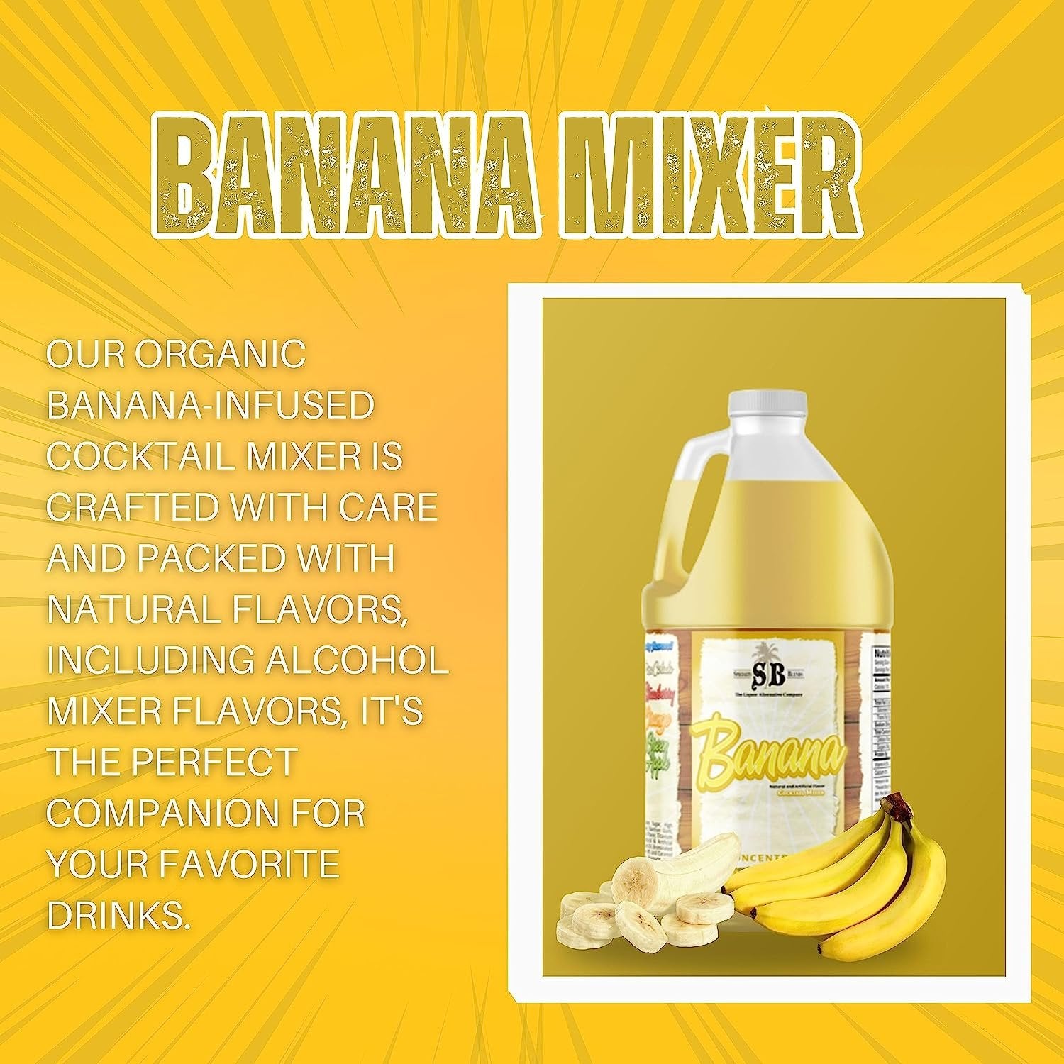 Specialty Blends Banana Flavored Syrup Cocktail Mixer Concentrate, Made with Organic Banana Flavor Syrups For Drinks, 1/2 Gallon (Pack of 1) - with Bonus Worldwide Nutrition Multi Purpose Key Chain