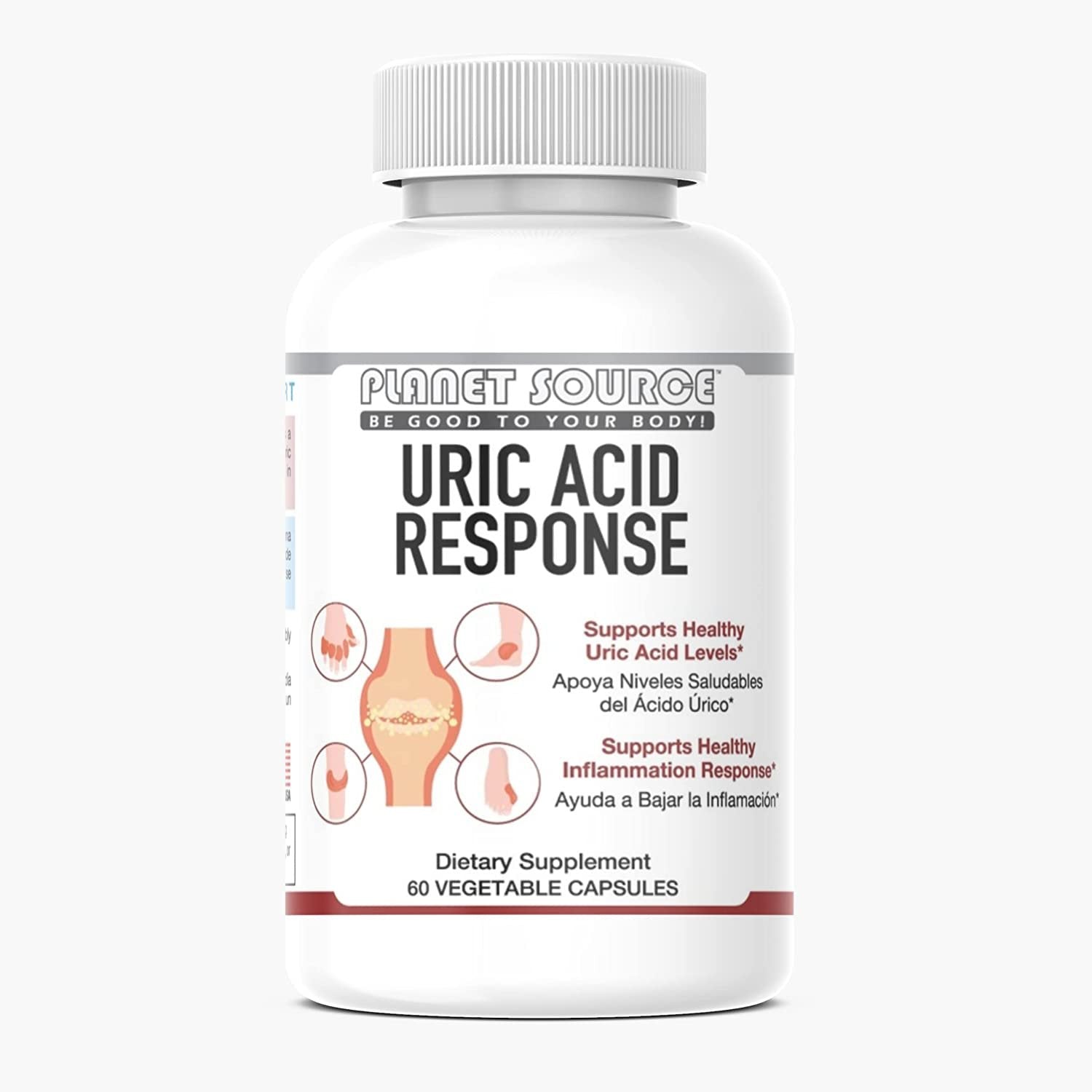 Planet Source Uric Acid Response Dietary Supplement - 60 Count Capsules 30 Servings Per Container - Uric Acid Cleanse Supplement for Kidney and Joint Support - Gluten Free, Vegan Friendly