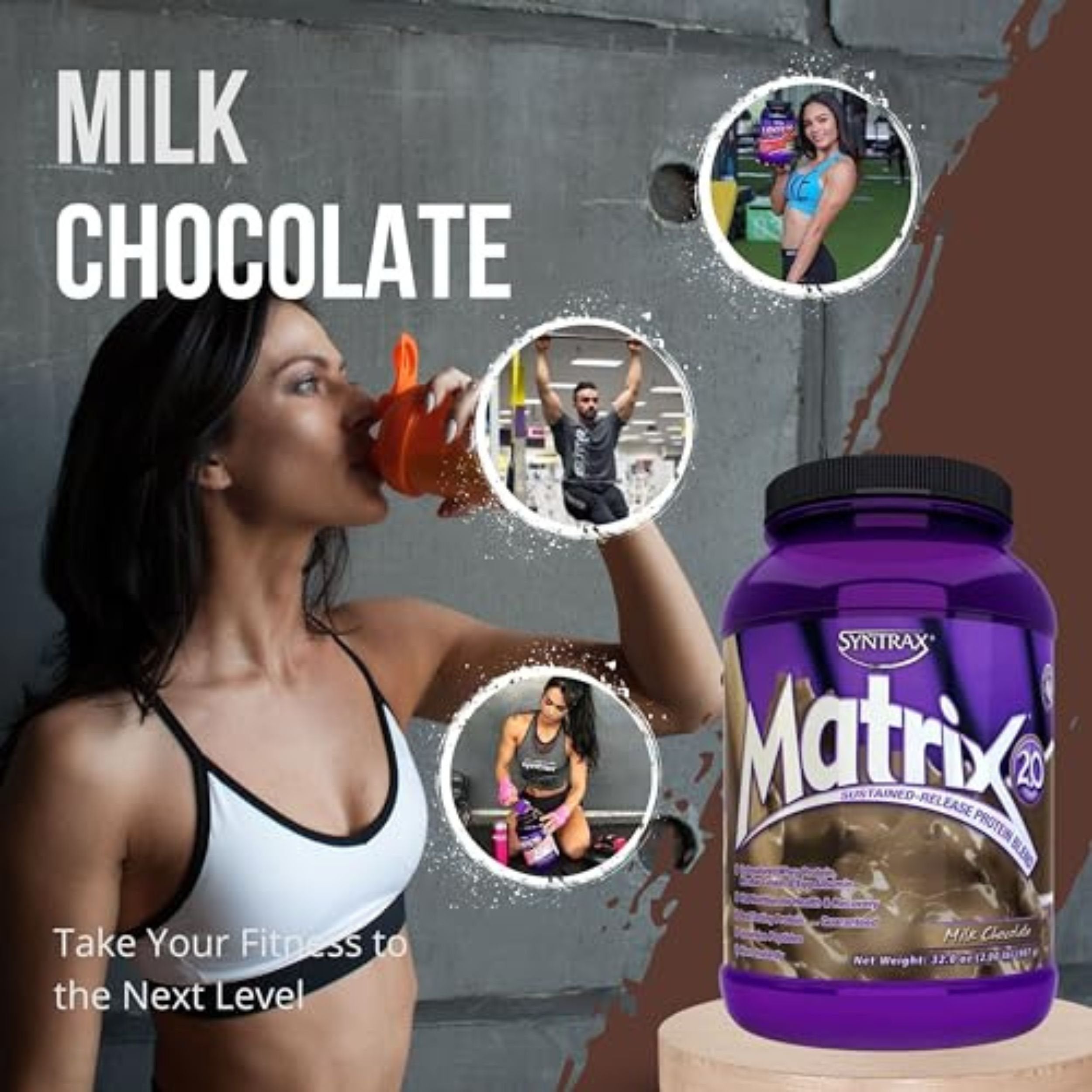 Syntrax Matrix Milk Chocolate Whey Casein Blend Protein Powder - Instant Mix High Protein Powder 2lb Kosher and Halal Whey Protein with Worldwide Nutrition Keychain