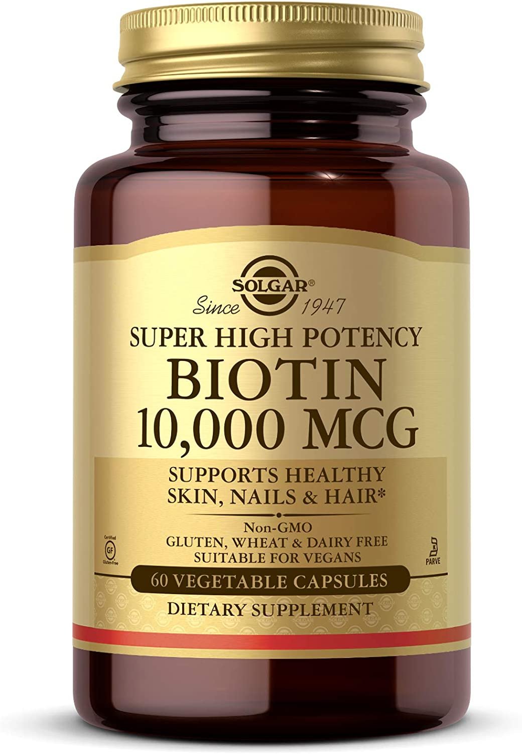 Solgar Biotin 10,000 mcg, 60 Vegetable Capsules - 60 Servings