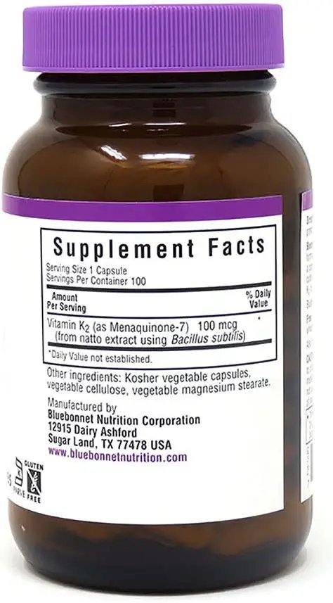 BlueBonnet Vitamin K2 Vegetarian Capsules, 100 Count