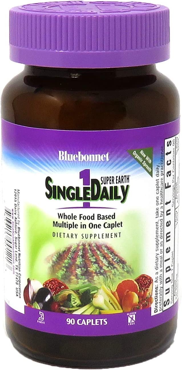 BlueBonnet Super Earth Single Daily Multi-Nutrient Formula Iron Caplets, 90 Count Green