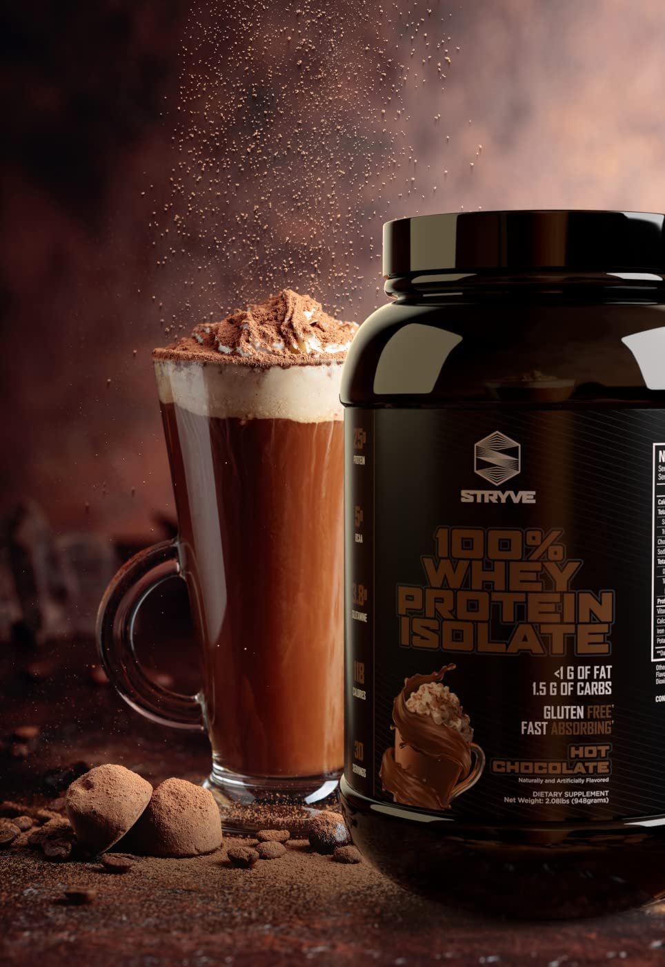 Stryve Supplements - 100% Whey Isolate - 25G Protein - 5G BCAA - Fast Absorbing - Easy Digesting Milkshake