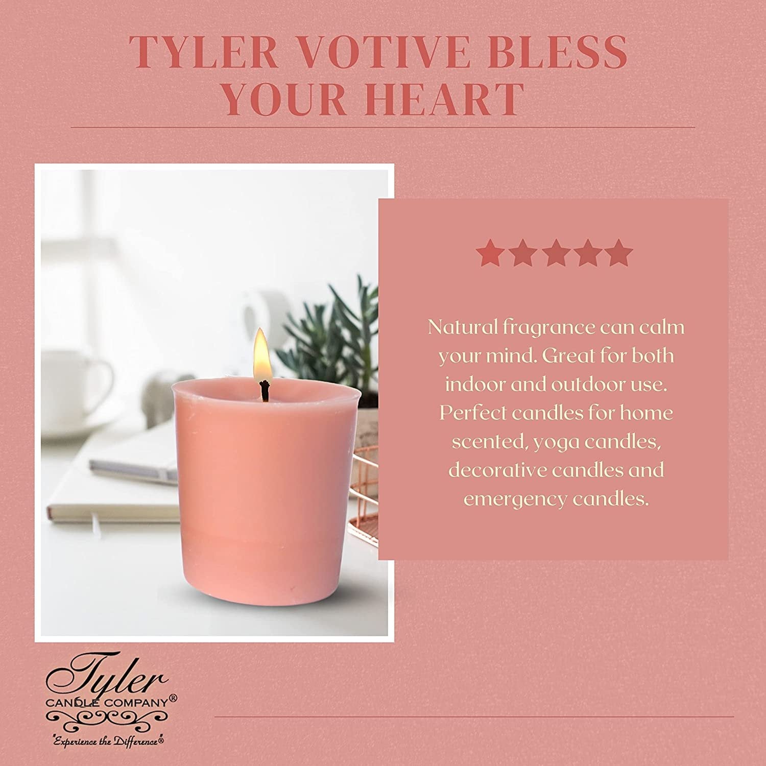 Tyler Candle Company Bless Your Heart Votive Candles - Luxury Scented Candle with Essential Oils - 4 Pack of 2 oz Small Candles with 15 Hour Burn Time Each - with Bonus Key Chain