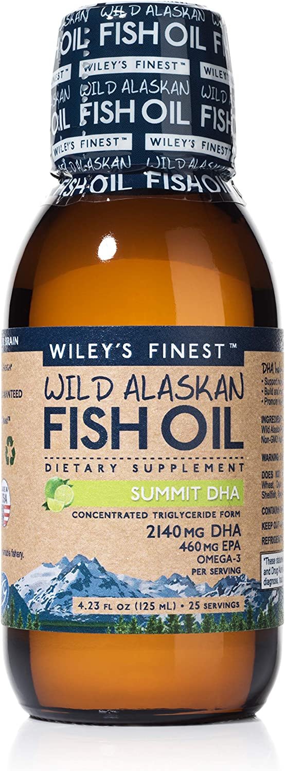 Wiley's Finest Wild Alaskan Fish Oil - Summit DHA Liquid, 2140mg DHA + 460mg EPA Omega-3s, Wild-Caught Alaskan, 25 Servings