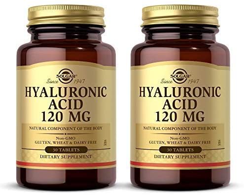 Solgar Hyaluronic Acid 120 mg, 30 Tablets - Pack of 2 - Supports Hair, Skin & Nails - Contains Hydrolyzed Collagen Type 2 & Chondroitin - Non-GMO, Gluten Free, Dairy Free - 60 Total Servings