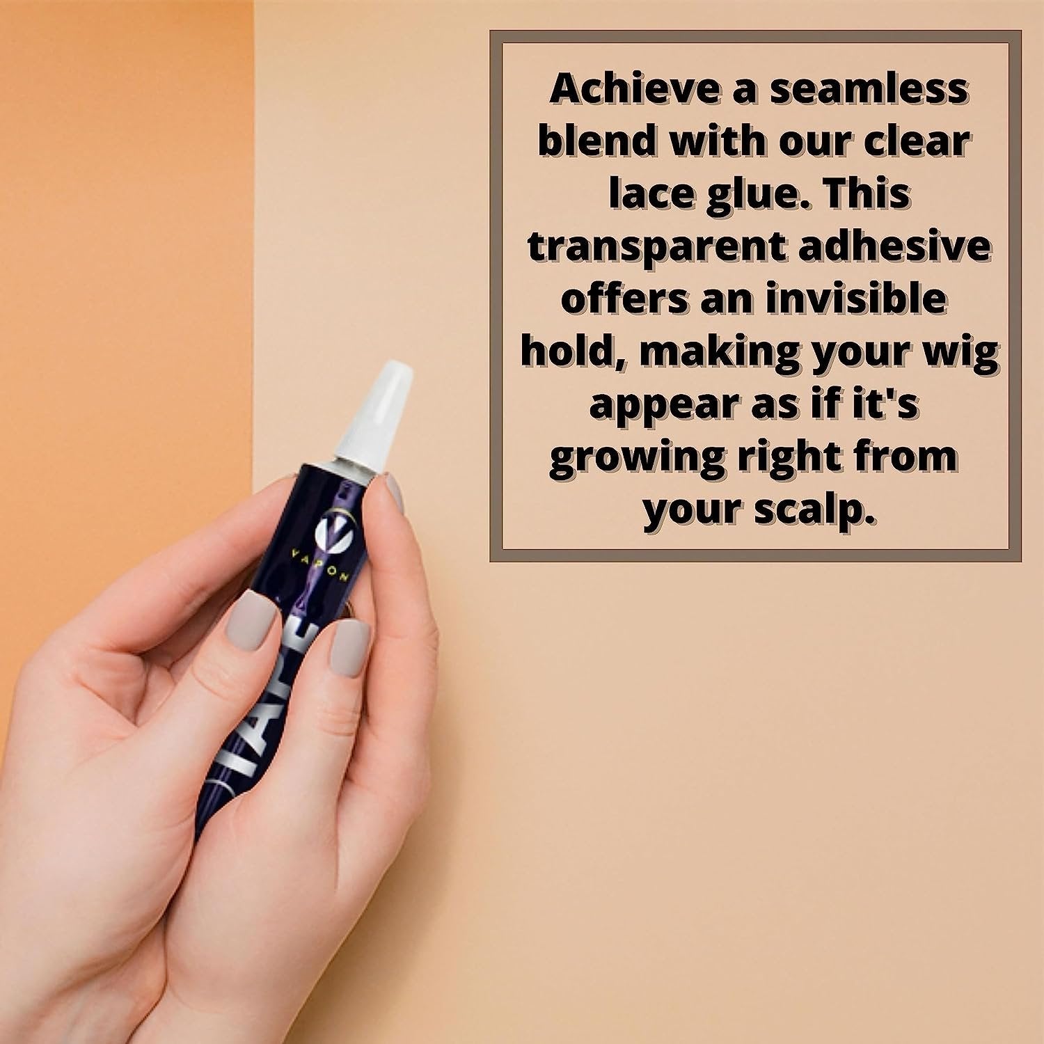Vapon No Tape Liquid Hair Glue Adhesive - Waterproof, Very Strong Hold, Ideal Bold Hold Lace Glue - 1.0oz with Bonus Worldwide Nutrition Multi-Purpose Key Chain