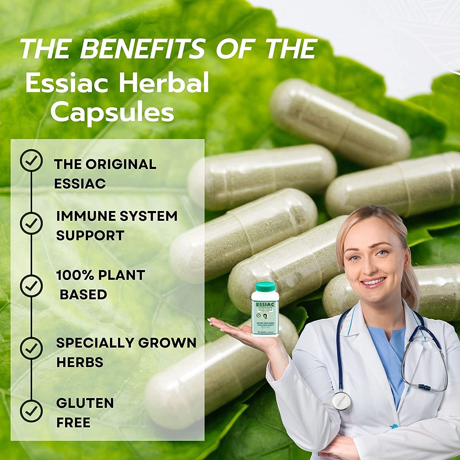 Worldwide Nutrition ESSIAC All-Natural Herbal Extract Capsules | Powerful Antioxidant Blend to Help Promote Overall Health & Well-Being | Original Formula Since 1922-60 Capsules Key Chain