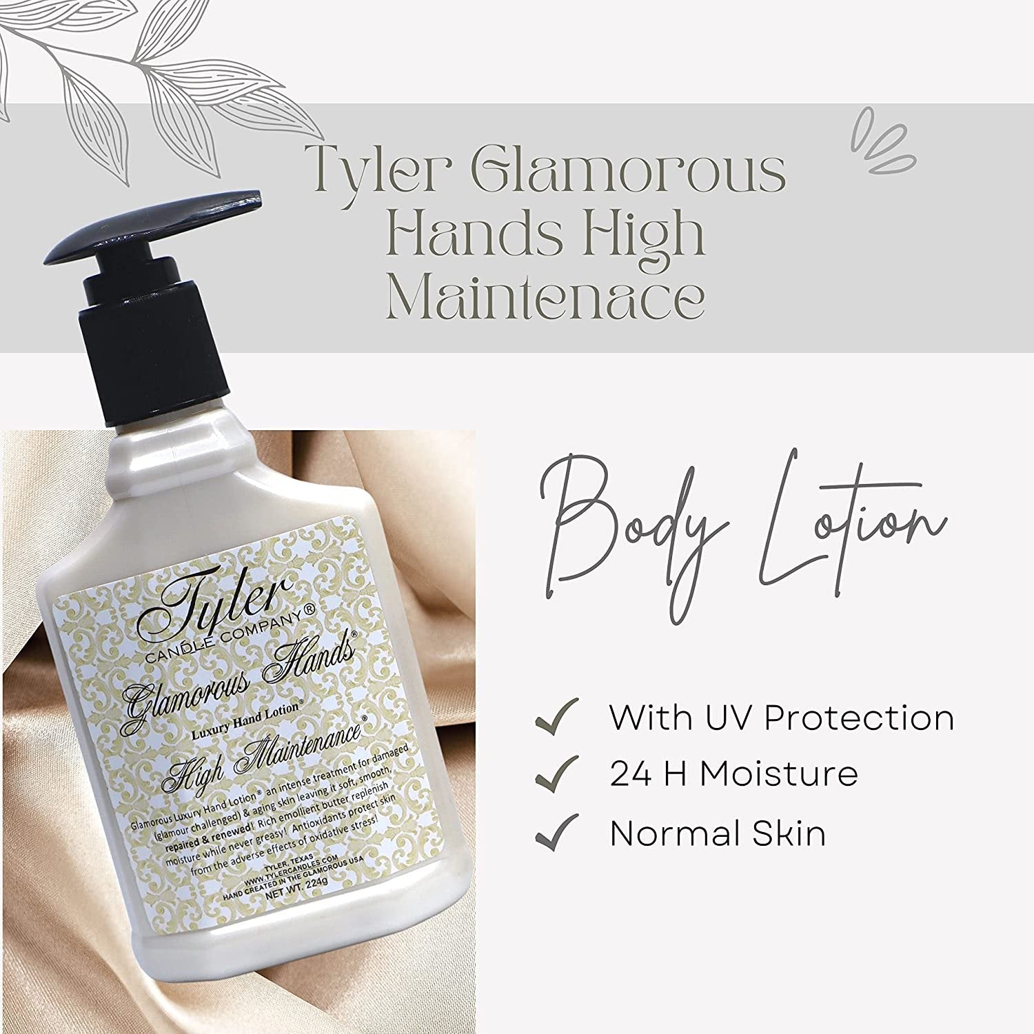 Tyler Candle Company High Maintenance Glamorous Hand Wash and Hand Lotion Gift Set - Pack of 2, 8 Oz Scented Hand Cream Pump Bottles for Luxury Skin Care (High Maintenance) with Bonus Keychain
