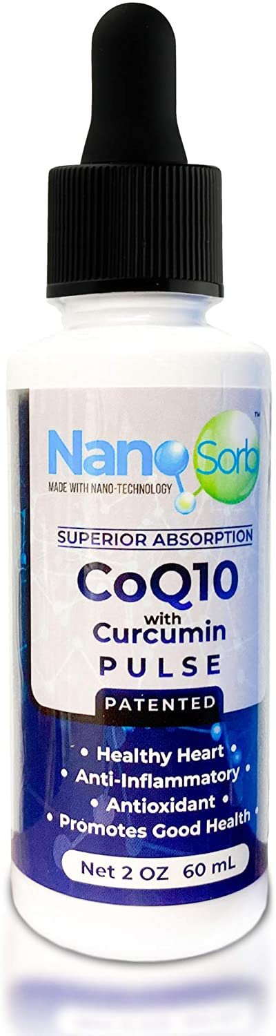 NanoCorHealth Pulse CoQ10 with Curcumin Supplement - Support Heart Health, Cardiovascular Wellness with Liquid Coenzyme Q10 - Sublingual Energy Booster Antioxidant Complex with L-Carnitine - 2oz, 60ml