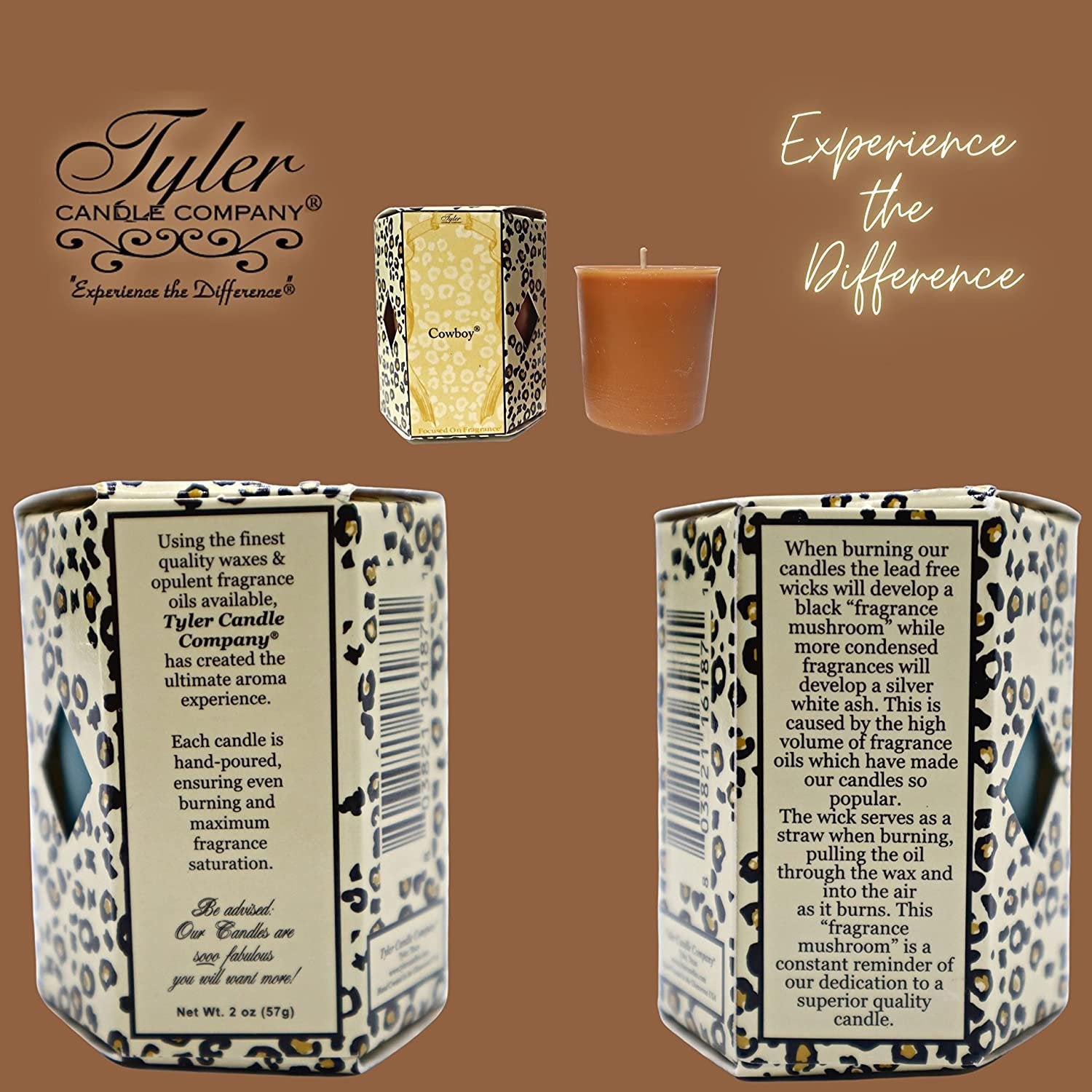 Tyler Candle Company, Cowboy Superior Votive Candles, Ultimate Aromatherapy Experience, Luxury Scented Candle with Essential Oils, Case of 16 Tyler Small Candles, 2 oz and 15 Hr Burn Time Each