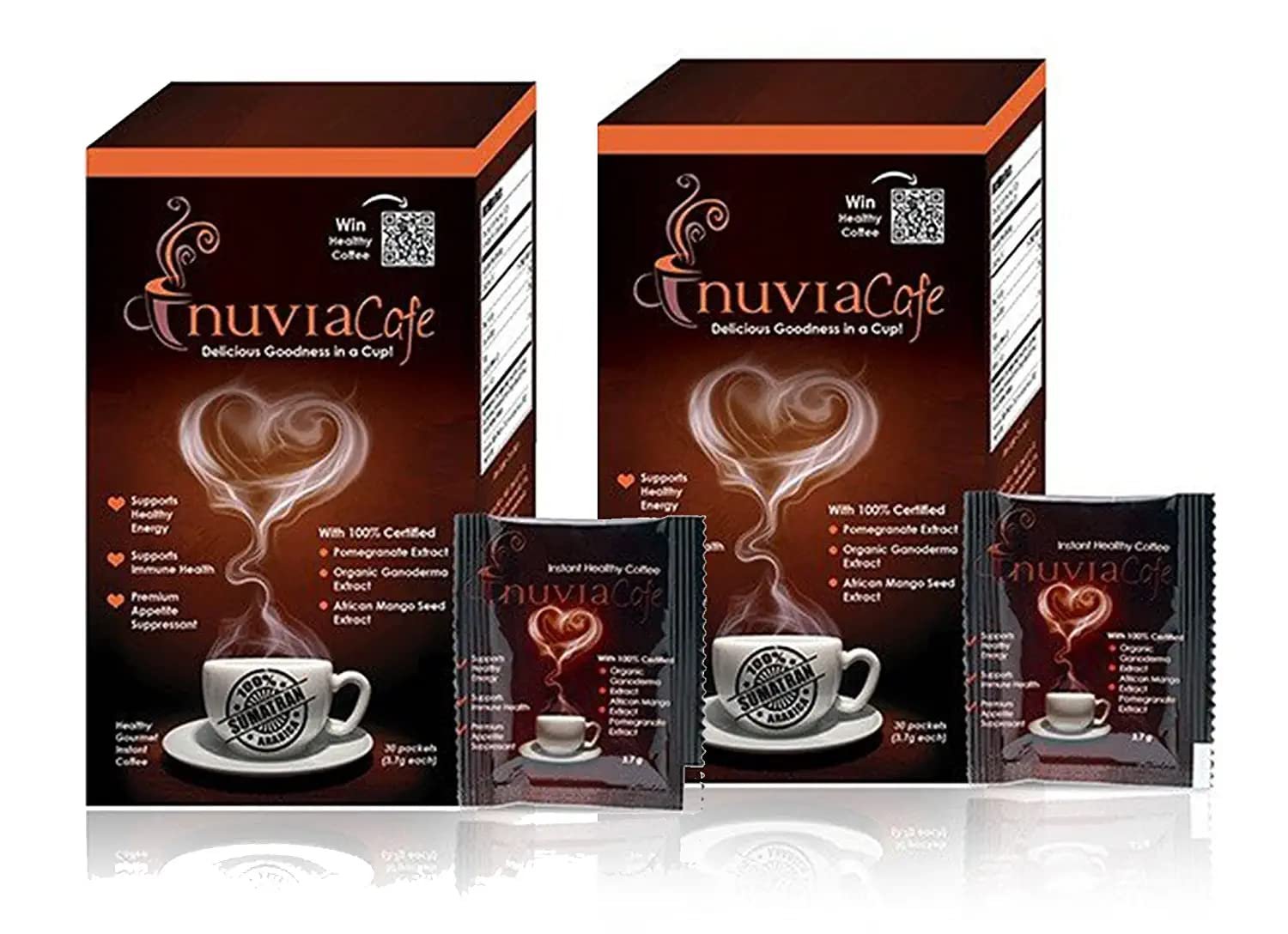 Nuvia Cafe Healthy Gourmet Instant Coffee 30 - Packets of 2, 0.1305 Ounce