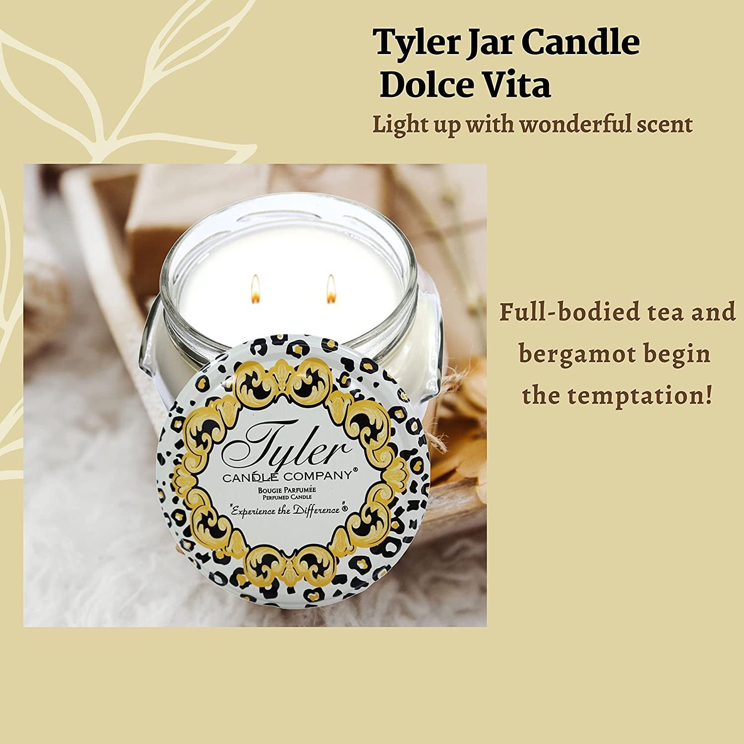 Tyler Candle Company Dolce Vita Jar Candle - Luxurious Scented Candle with Essential Oils - Long Burning Candles 50-60 Hours - Large Candle 11 oz with Worldwide Nutrition Multi Purpose Key Chain