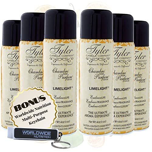 Tyler Candle Company Limelight Signature Fragrance Chambre Parfum - Luxury Scent Air Freshener Spray - Ultimate Aromatic Experience - Home Essentials - 6 Pack of 4 Oz Container with Bonus Key Chain