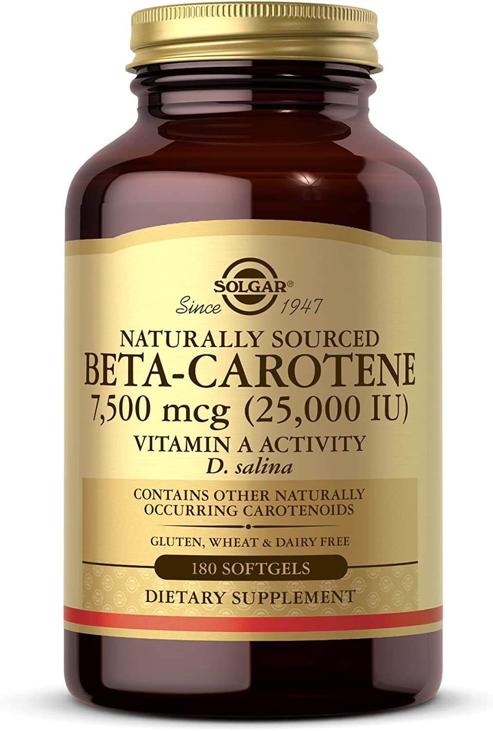 Solgar Oceanic Beta-Carotene 25,000 IU - Healthy Vision, Skin & Immune - 180 ct