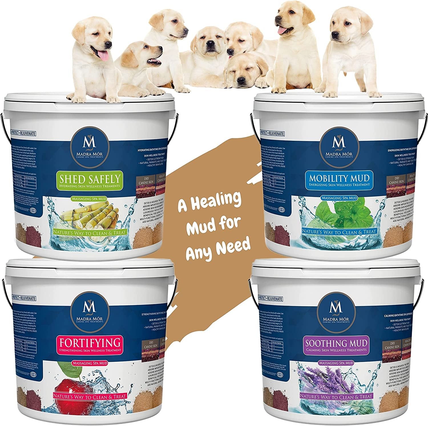 Madra Mor Massaging SPA Mud - Luxurious Dog Skin Wellness Treatment - Cleanse - Protect - Rejuvenate - Shed Safely - 1 Pail (7.5lb) - with Multi-Purpose Key Chain