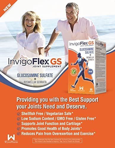 InvigoFlex Glucosamine Sulfate + Bosellia Serrata - Joint Support - Pack of 1 - 60 Caplets