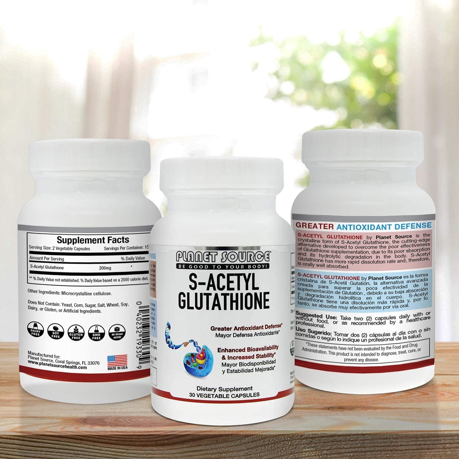 Planet Source S-Acetyl Glutathione (Food Grade) Supplement - Best Detox - Supports Healthy Aging and Cell Function