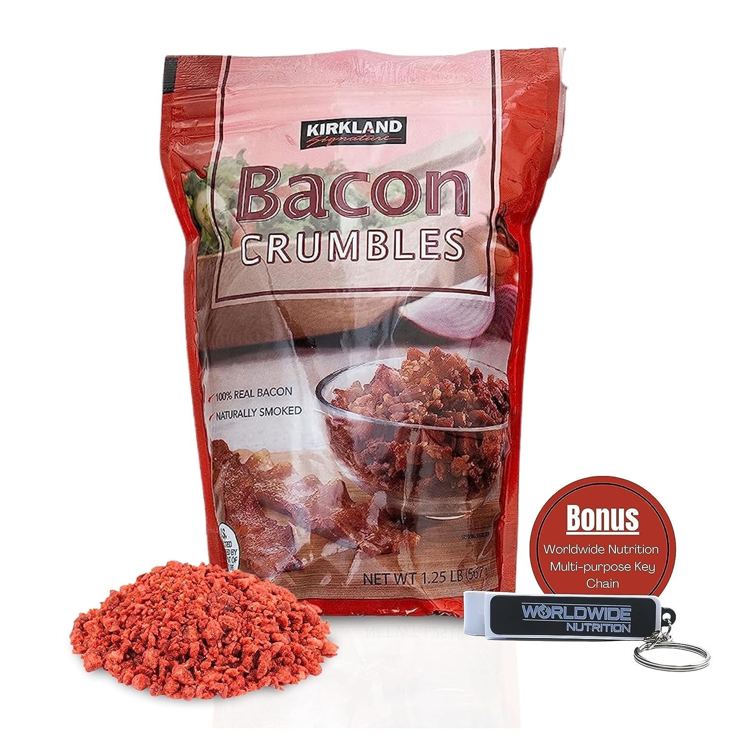Kirkland Signature Crumbled Bacon Bits - Irresistibly Flavorful Cooked Bacon - Bacon Cooked Ready To Eat, Premium Quality 20oz with Bacon Bits Real for Culinary Creations - 1 Pack Bacon Bits For Salad