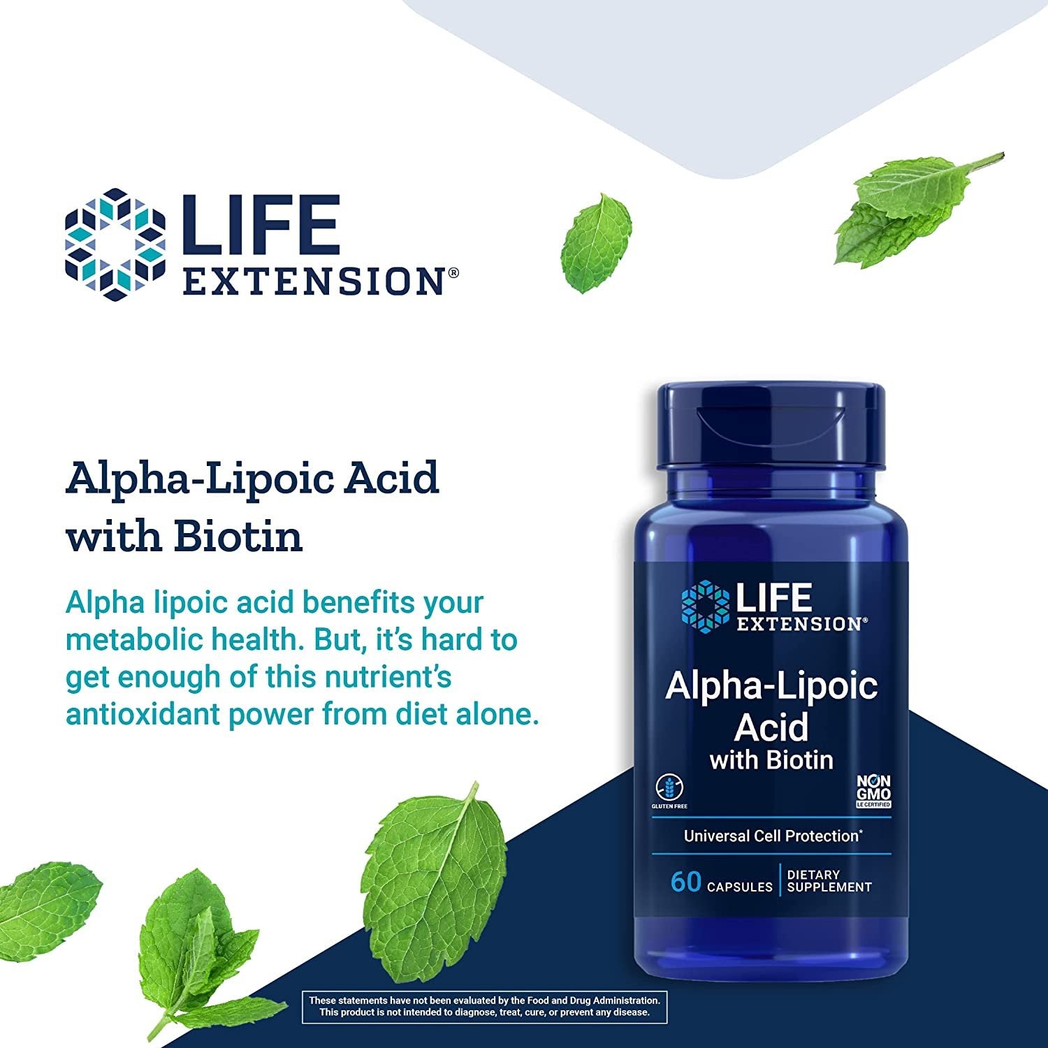 Life Extension Alpha-Lipoic Acid with Biotin - Alpha-Lipoic Acid Supplement Formula Pills for Liver & Nerve Health and Cell Protection Support With Vitamin B- Gluten-Free, Non-GMO - 60 Capsules