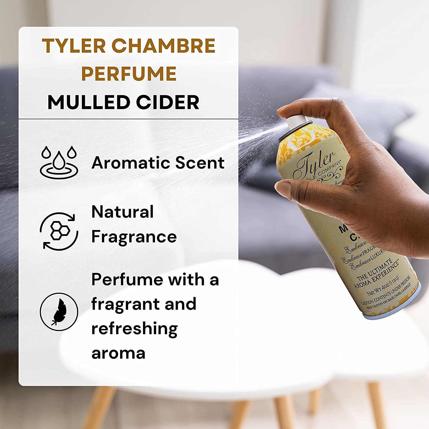 Tyler Candle Company Mulled Cider Signature Fragrance Chambre Parfum - Luxury Scent Air Freshener Spray - Ultimate Aromatic Experience - Home Essentials - 6 Pack of 4 Oz Container with Bonus Key Chain