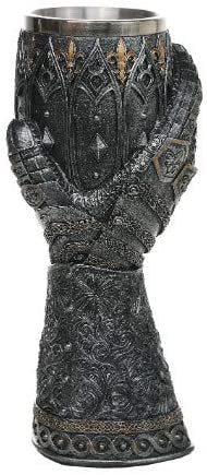 Pacific Giftware Medieval Knight Lions Heart Gauntlet Style Wine Goblet 9" H