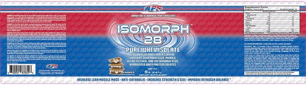 APS Nutrition Isomorph Protein Powder Supplement | 28g Whey Protein Isolate | Smores, 5lbs