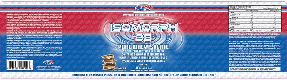 APS Nutrition Isomorph Protein Powder Supplement | 28g Whey Protein Isolate | Smores, 5lbs