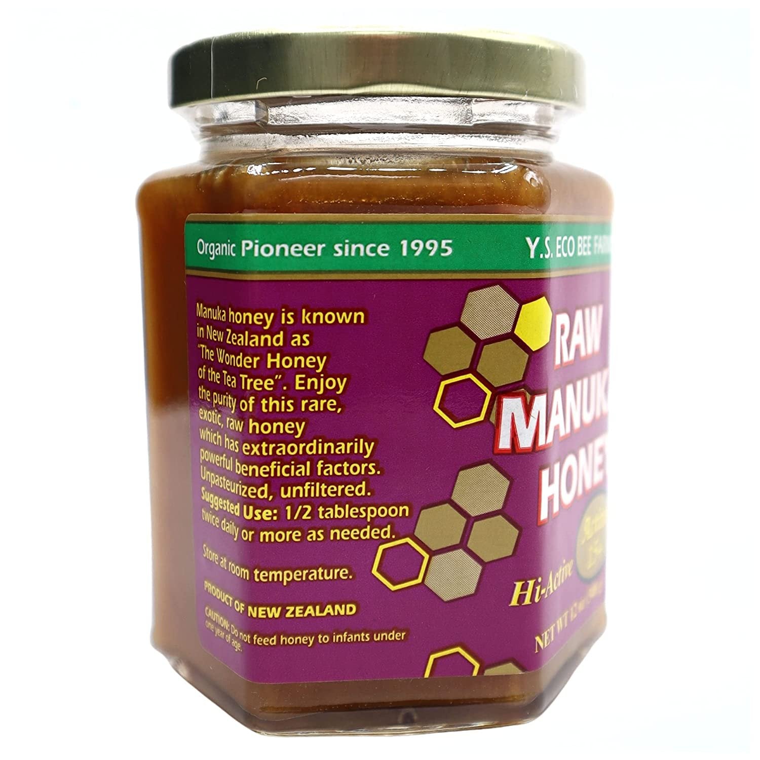 Y.S. Eco Bee Farms, 100% Certified Raw Manuka Honey, Hi-Active, Active 15plus, Unpasteurized, Unfiltered, Rare, Exotic, Raw, Kosher, Gluten Free, "The Wonder Honey Of The Tea Tree", 12 Oz -2 Jars