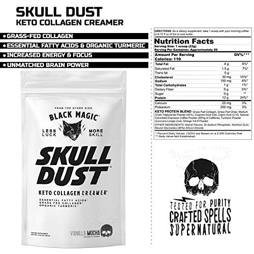 Black Magic Supply Skull Dust Keto Collagen Coffee Creamer - 20 Servings - Vanilla Mocha - 440g