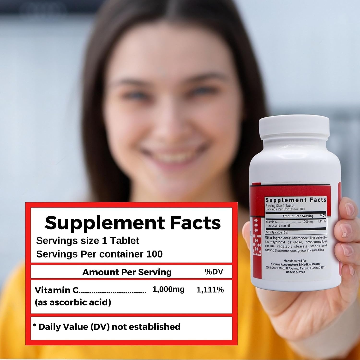 Dr. Sandi's Vitamin C 1000mg - High-Potency Ascorbic Acid Tablets for Superior Antioxidant Support - Ascorbic Acid Vitamin C for Overall Vitality - Vit C 1000mg, 100 Count Vitamin C Tablets