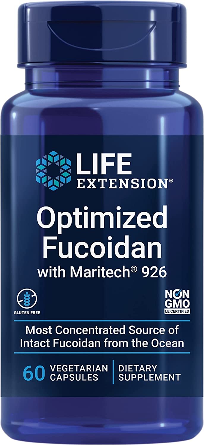 Life Extension Optimized Fucoidan with Maritech 926 - Fucoidan Supplement Pills - Wild-Harvested Wakame from Ocean Extract for Immune Health Support - Non-GMO, Gluten-Free, Vegetarian - 60 Capsules