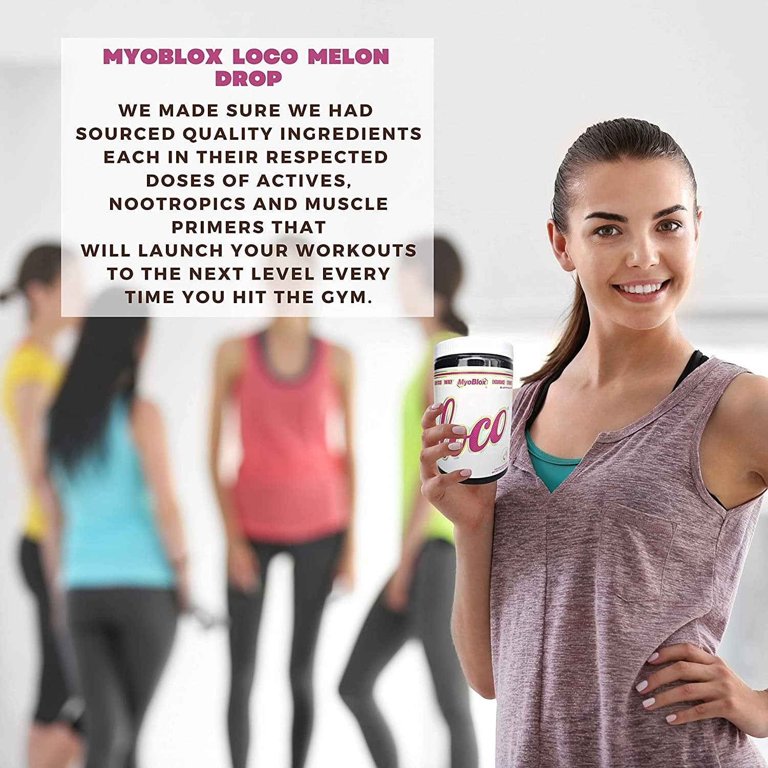 MyoBlox LOCO Pre-Workout Nitric Oxide Booster | Supports Muscle Pumps & Enhanced Vascularity | for Energy, Focus & Intensity | 400mg of Natural Caffeine per Scoop (Melon Drop) with Bonus Key Chain