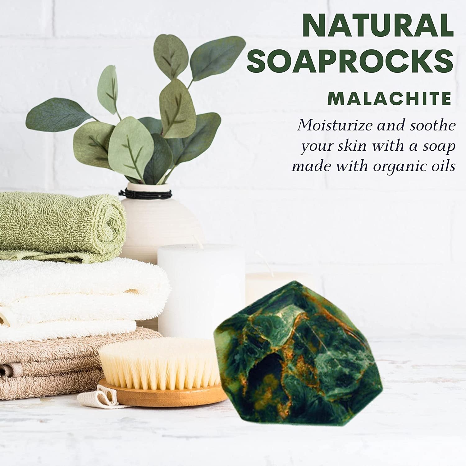 TS Pink Malachite SoapRocks - Bar Soap for Bath, Body, Face & Hand soap - Bathroom Decor & Bubble Bath Home Essentials - Bathroom Soap Gifts for Women & Men Gift Set - 6oz Bar with Bonus Key Chain