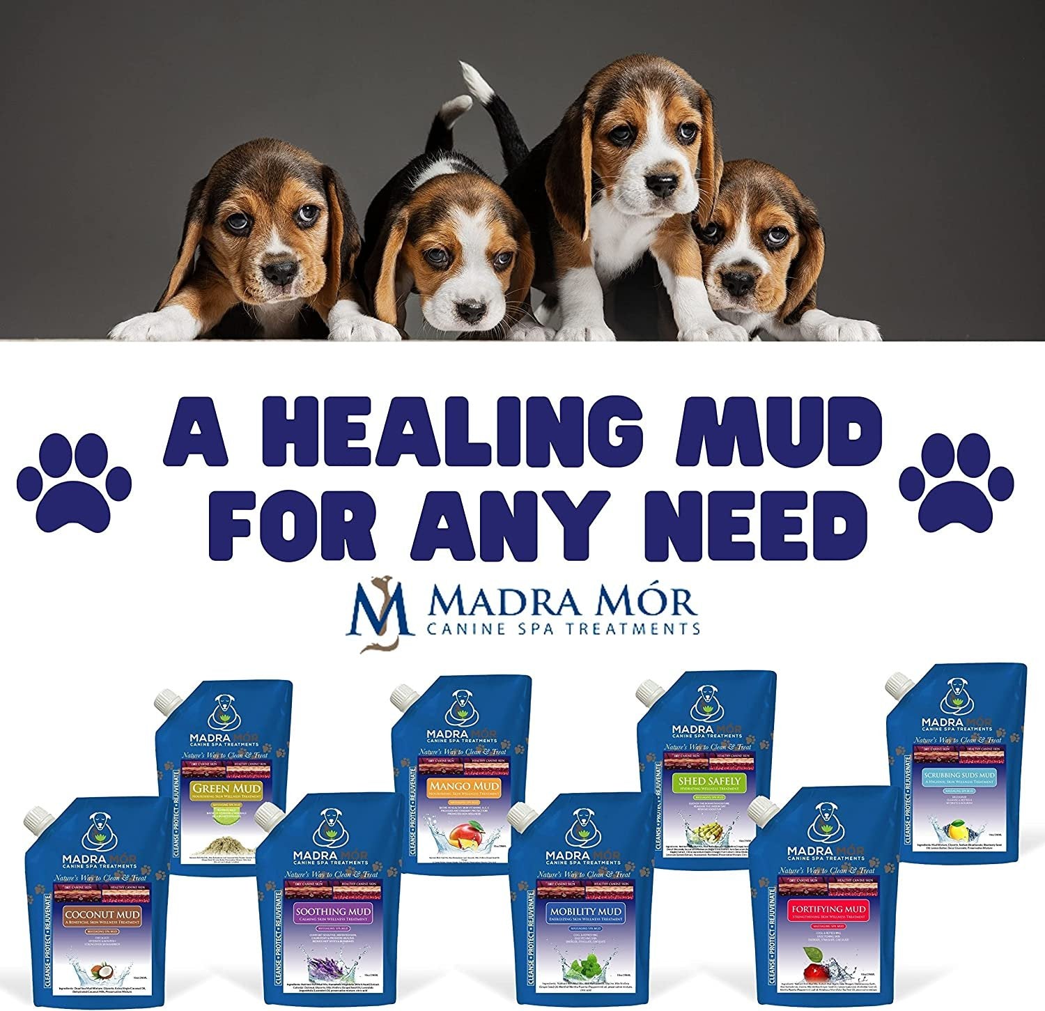 Madra Mor Mobility Dog Essentials Mud Bath | Dog Bath Spa Treatment for Dog Arthritis Pain Relief | Anti Itch Dog Bath for Dog Coat | Dogs Wash for Dog Grooming | 10oz Pouch w Multi Purpose Key Chain