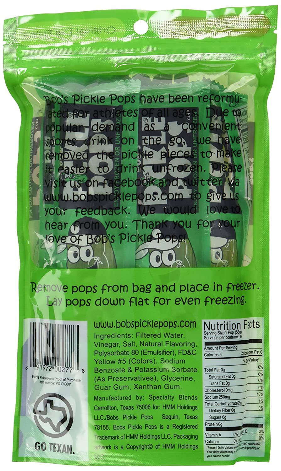 Bob's Dill Pickle Sport Ice Pops (6 Pack) - 3 Pack