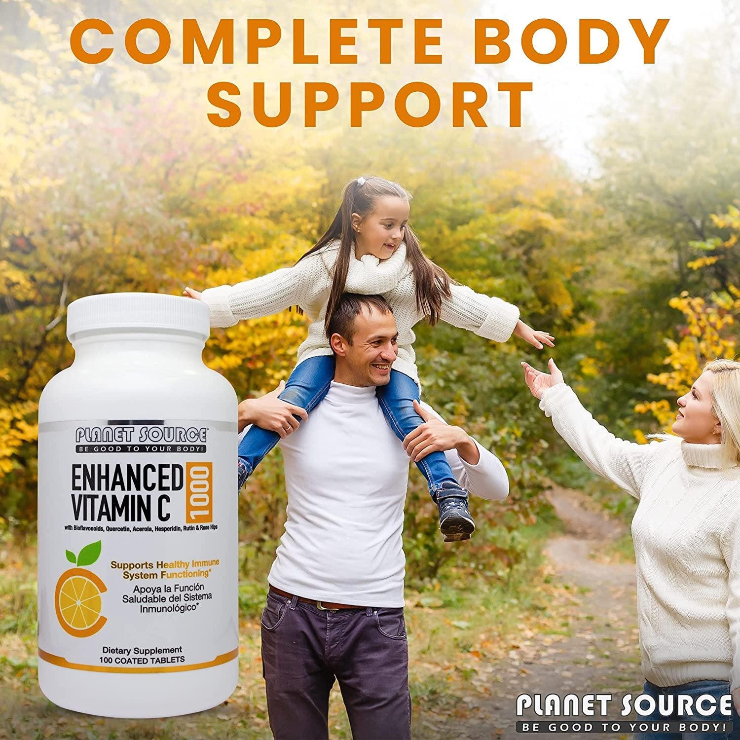 Enhanced Vitamin C 1000 mg -100 Coated Tablets - Natural, Acerola, Citrus Bioflavonoids, Rose Hips, Rutin, Quercetin & Hesperidin for Increased Absorption - Advanced Immune Support - Non-GMO