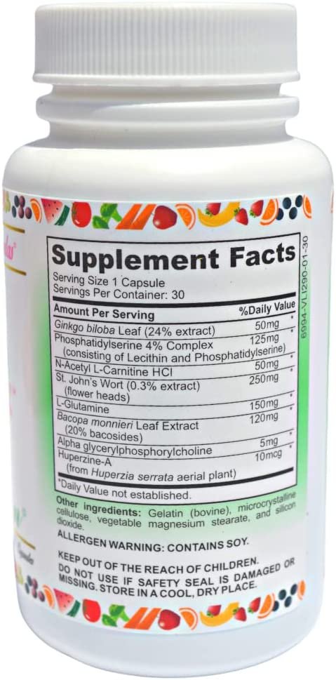 Janet's Best Formulas Best Brain, Premium Brain Supplement with Ginkgo Biloba and St John's Wort, Enhance Memory and Focus, Helps Support Cognitive Function, 30 Count, for Men & Women