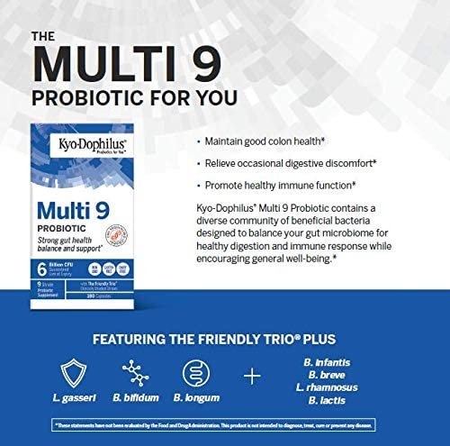 Kyolic Kyo-Dophilus Multi 9 Probiotic, for Strong Gut Health Balance and Support, 90 Capsules Total