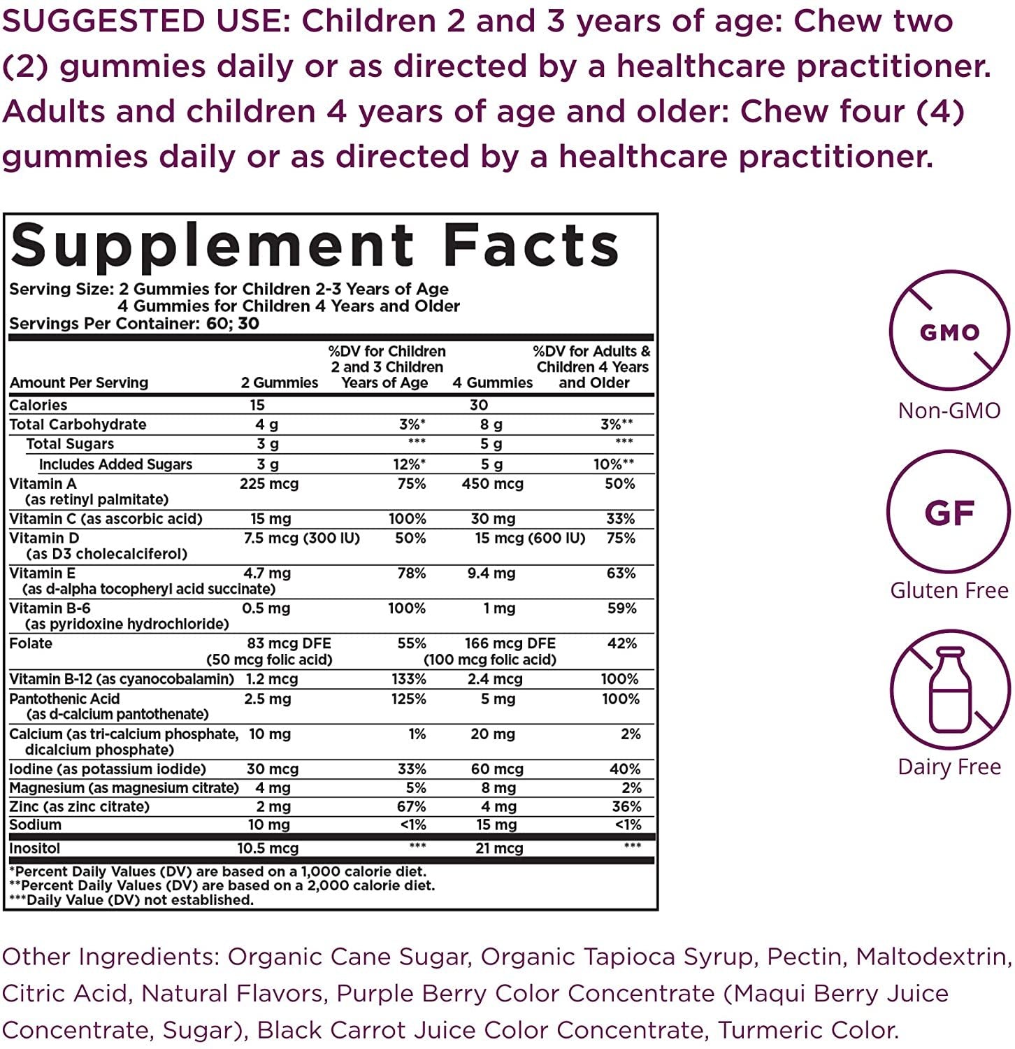 Solgar U-Cubes Children's Multi-Vitamin & Minerals , 120 Gummies - 3 Great-Tasting Flavors , Grape , Orange & Cherry - Ages 2 & Up - Non GMO , Gluten Free , Dairy Free - 60 Servings