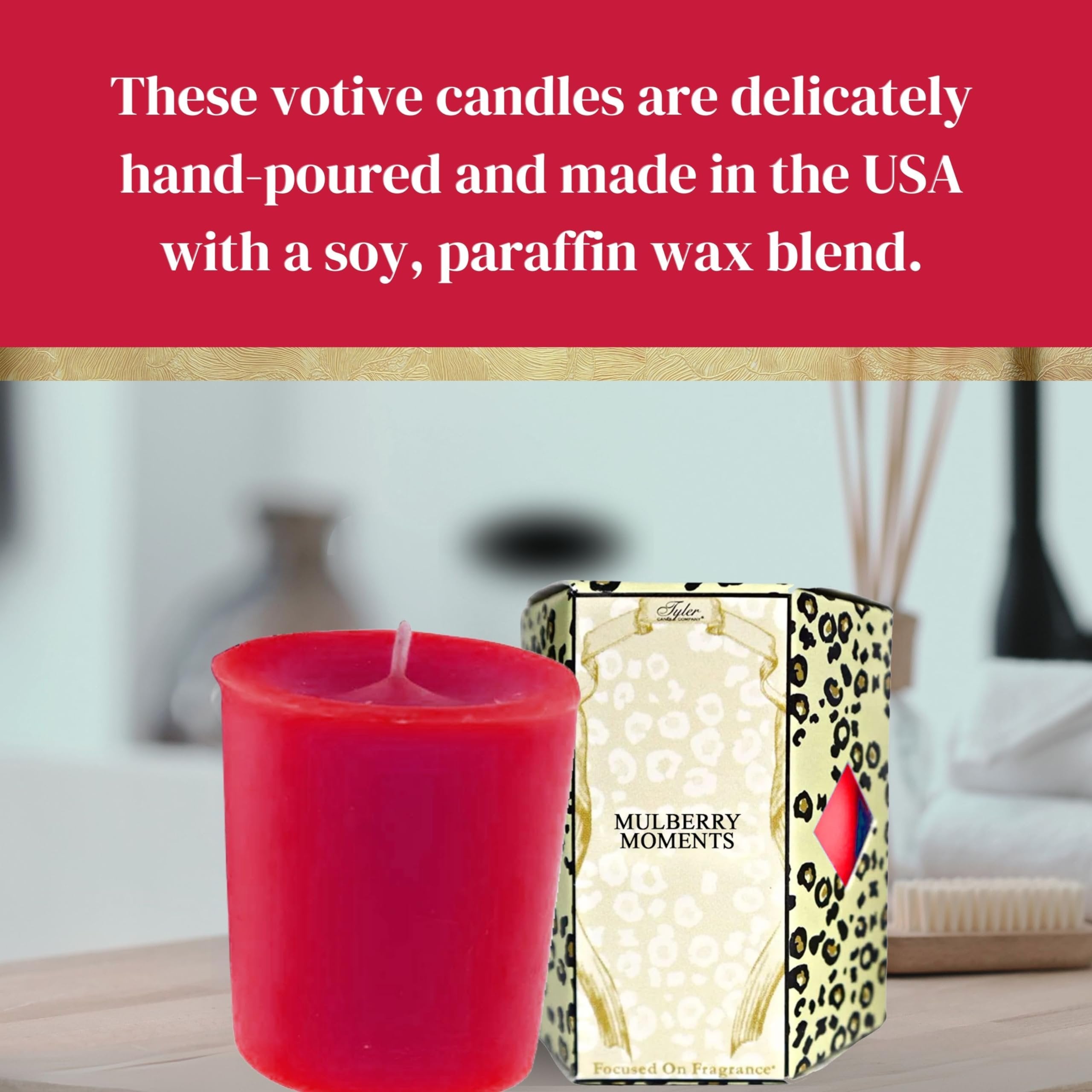 Worldwide Nutrition Bundle, 2 Items: Tyler Candle Company Mulberry Moments Votive Candles - Luxury Scented Candle with Essential Oils - 16 Counts of 2 oz Small Candles and Multi-Purpose Key Chain