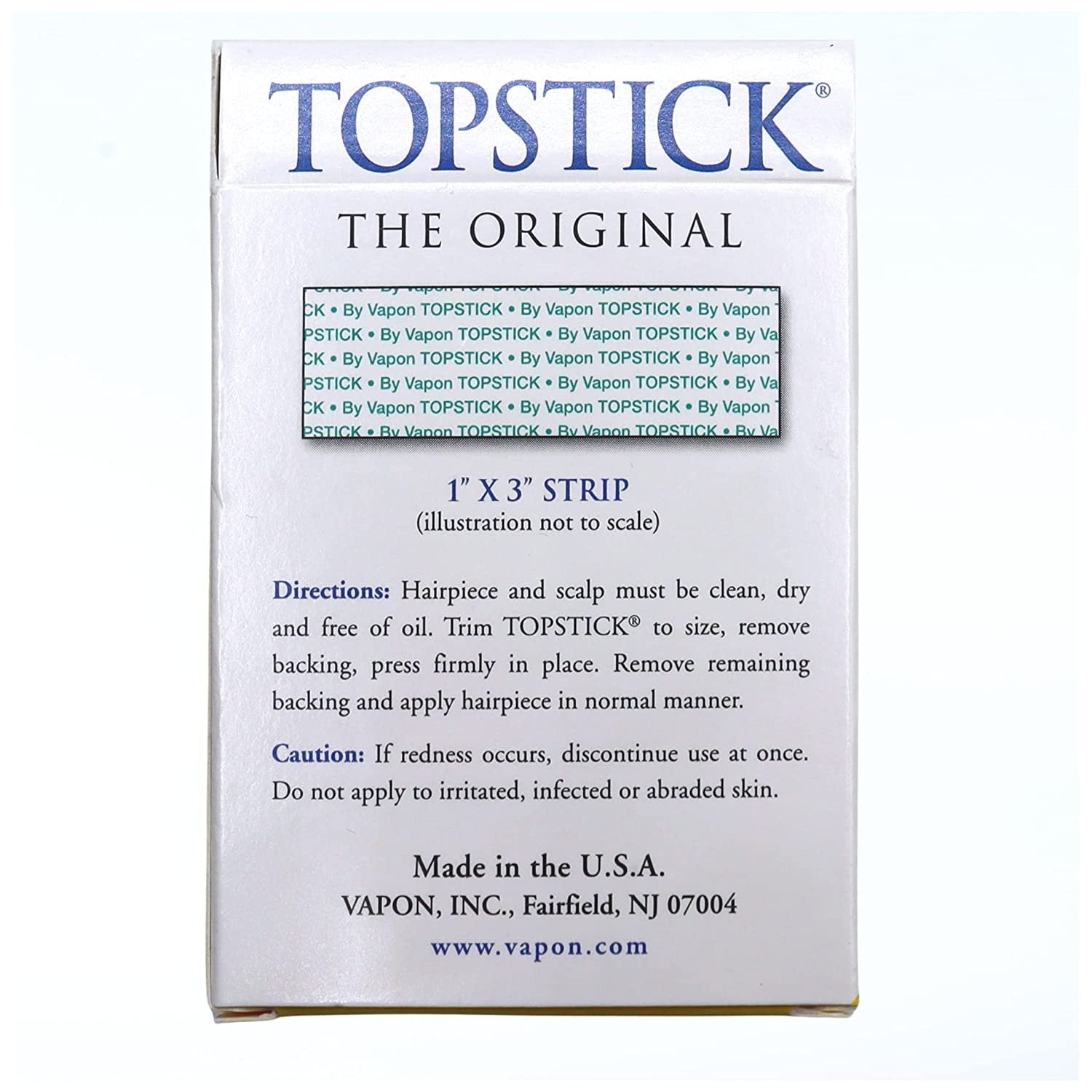 Vapon Topstick - The Original Men's Grooming Tape - 50 Count 1" x 3" Double Sided, Self Adhesive, Clear Tape for Toupee and Wig Adhesion - Hypo Allergenic, Waterproof, and Latex Free
