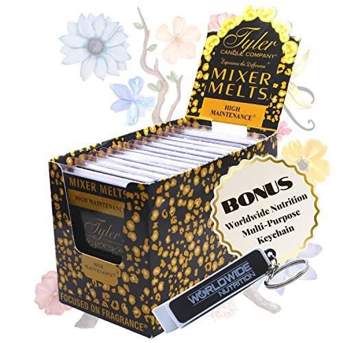 Worldwide Nutrition Tyler Candle Company High Maintenance Scent Wax Melts - Soy Wax Scented Mixer Melts with Essential Oils for Wax Warmer - Box of 14, 6 Bars per Melt Multi Purpose Key Chain
