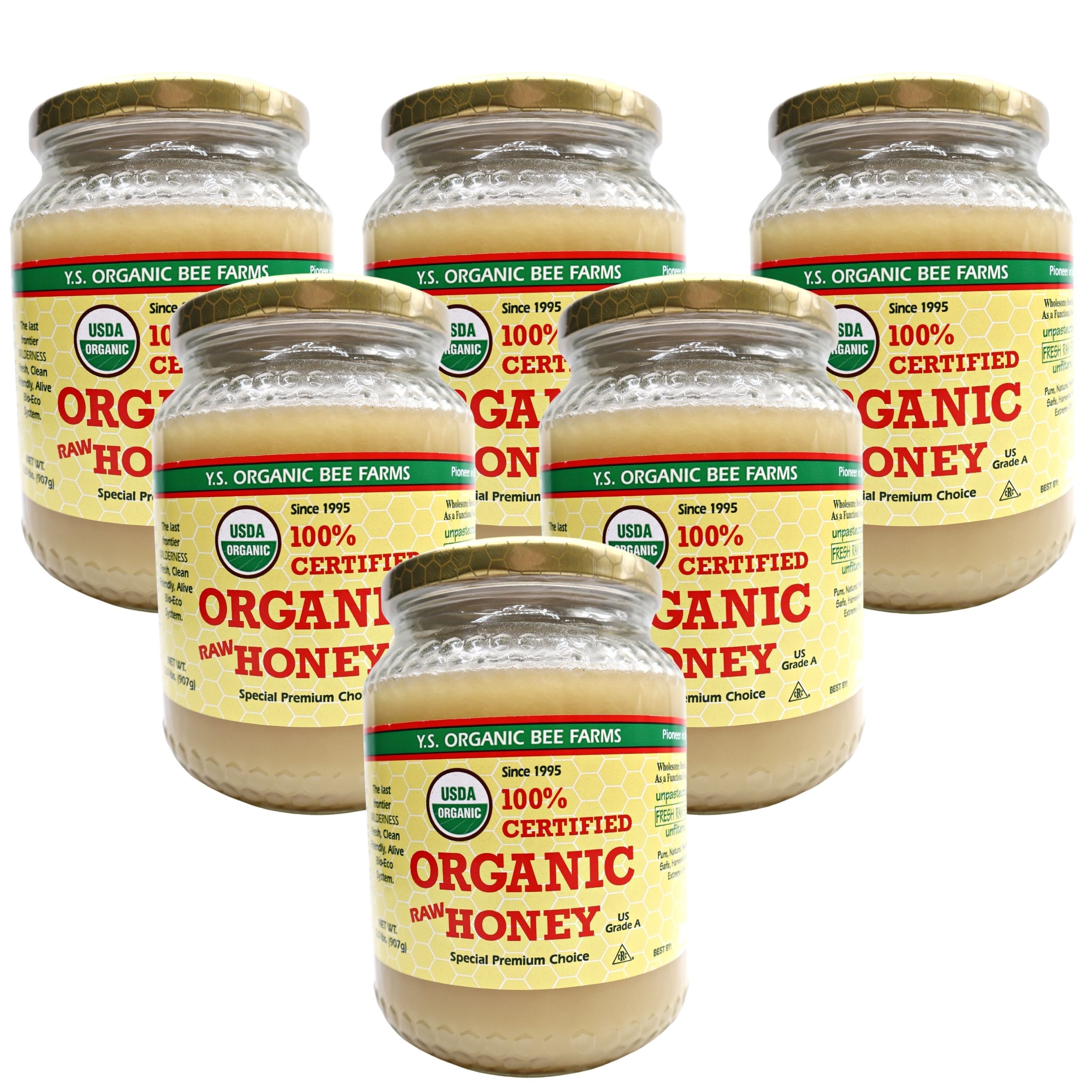 Y.S. Organic Bee Farms, 100% Certified Y.S. Organic Raw Honey, Unpasteurized, Unfiltered, Fresh Raw State, Kosher, Pure, Natural, Healthy, Safe, Gluten Free, Harvested with Extreme Care, 2 Lb
