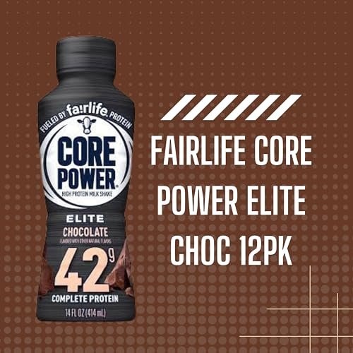 Core Power Fairlife Elite 42g High Protein Milk Shake - Kosher, Chocolate Protein Shake for Workout Recovery - 14 Fl Oz (Pack of 12) & Multi-Purpose Key Chain