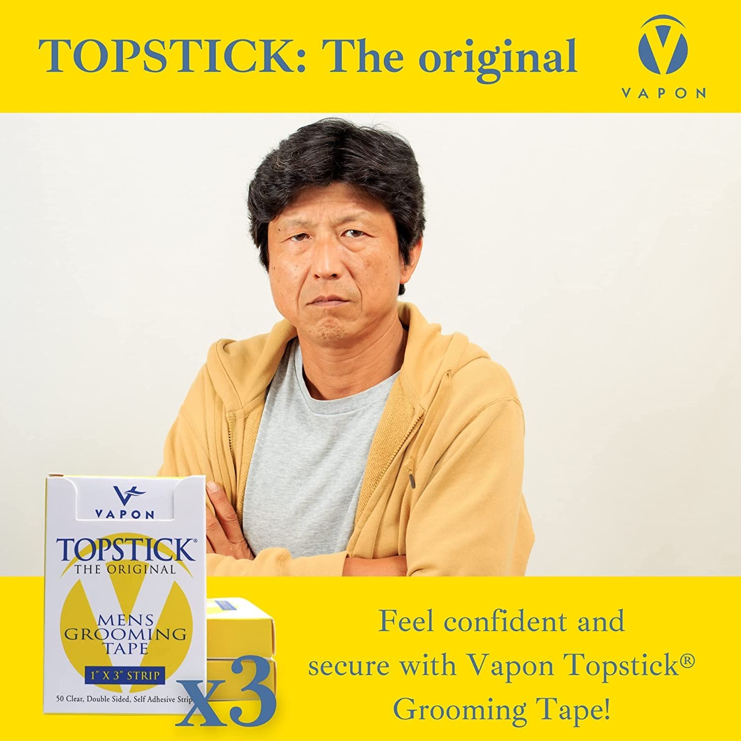 Vapon Topstick - The Original Men's Grooming Tape - 50 Count 1/2 x 3