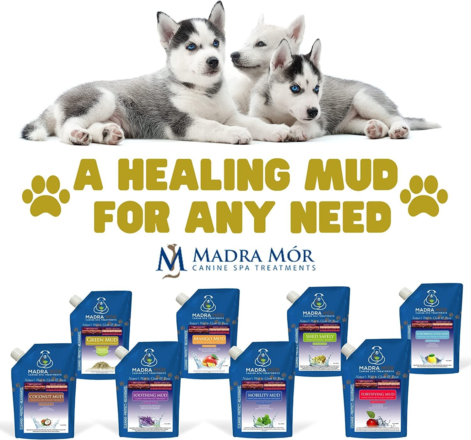 Madra Mor Massaging SPA Mud - Luxurious Dog Skin Wellness Treatment - Cleanse - Protect - Rejuvenate - Green Mud - 1 Pack (10oz) - with Multi-Purpose Key Chain