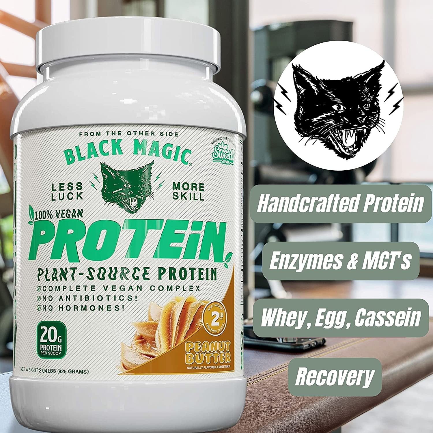 Black Magic Multi-Source Protein - Whey, Egg, and Casein Complex with Enzymes & MCT Powder - Pre Workout and Post Workout - Honey Grahms Protein Powder - 24g Protein - 2 LB with Bonus Key Chain